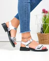 Sandale dama piele naturala argintii cu talpa neagra si inchidere scai F005-019 3
