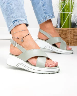 Sandale dama piele naturala barilla cu inchidere catarama si barete incurcisate T6023