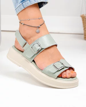 Sandale dama piele naturala barilla cu inchidere triplu scai T-8060-2