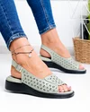 Sandale dama piele naturala barilla perforate cu inchidere catarama si talpa neagra T-8027 3