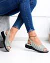 Sandale dama piele naturala barilla perforate cu inchidere catarama si talpa neagra T-8027 2
