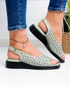 Sandale dama piele naturala barilla perforate cu inchidere catarama si talpa neagra T-8027 4