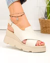Sandale dama piele naturala bej cu barete incrucisate si inchidere scai PV976 3