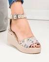 Sandale dama piele naturala bej cu imprimeu floral si platforma PV959 3