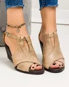 Sandale dama piele naturala bej cu inchidere catarama si platforma PV955 3