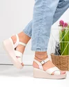 Sandale dama piele naturala bej cu inchidere catarama si talpa tip platforma PV977 4