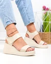 Sandale dama piele naturala bej cu inchidere scai T6024 2