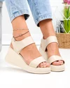 Sandale dama piele naturala bej cu inchidere scai T6024 3
