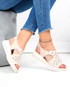 Sandale dama piele naturala bej cu model broderie florala JY3010 4