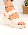 Sandale dama piele naturala bej cu model perforat si inchidere scai F001-797 2