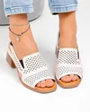 Sandale dama piele naturala bej cu model perforat si toc gros JY5831 3