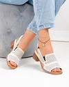 Sandale dama piele naturala bej cu model perforat si toc gros JY5831 4