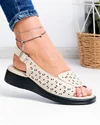 Sandale dama piele naturala bej cu model perforat T-8027 2