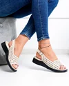 Sandale dama piele naturala bej cu model perforat T-8027 3