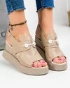 Sandale dama piele naturala bej cu platforma PV914 2
