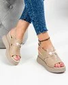 Sandale dama piele naturala bej cu platforma PV914 3