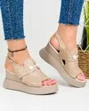Sandale dama piele naturala bej cu platforma PV914 4