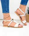 Sandale dama piele naturala bej cu talpa flexibila si accesoriu metalic PV991 5