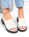 Sandale dama piele naturala bej cu talpa neagra si inchidere catarama F001-802 3
