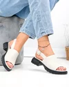 Sandale dama piele naturala bej cu talpa neagra si inchidere catarama F001-802 1