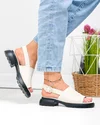 Sandale dama piele naturala bej cu talpa neagra si inchidere catarama F001-802 4