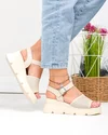 Sandale dama piele naturala bej cu talpa tip platforma si inchidere catarama T6025 4
