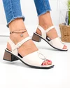 Sandale dama  piele naturala bej cu toc gros JY5753 2