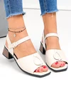 Sandale dama  piele naturala bej cu toc gros JY5753 3