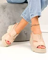 Sandale dama piele naturala bej inchis cu talpa tip platforma PV975 4