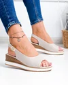 Sandale dama piele naturala bej perforate cu inchidere catarama GI-001 3