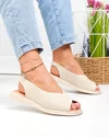 Sandale dama piele naturala bej perforate cu insertie elastica la bareta T6028 4