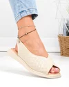 Sandale dama piele naturala bej perforate cu insertie elastica la bareta T6028 1