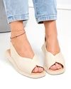 Sandale dama piele naturala bej perforate cu insertie elastica la bareta T6028 2