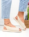 Sandale dama piele naturala bej perforate cu insertie elastica la bareta T6028 5