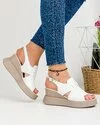 Sandale Dama Piele Naturala Cu Platforma Albe PV914 4