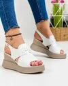 Sandale Dama Piele Naturala Cu Platforma Albe PV914 1