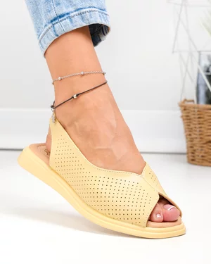 Outlet - Ultimele Marimi - Sandale dama piele naturala galbene cu talpa flexibila T6028