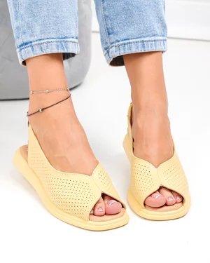 Sandale dama piele naturala galbene cu talpa flexibila T6028