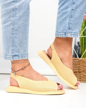 Sandale dama piele naturala galbene cu talpa flexibila T6028