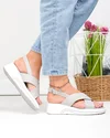 Sandale dama piele naturala gri cu barete incrucisate si inchidere catarama T6023 4