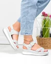 Sandale dama piele naturala gri cu inchidere scai si catarama decorativa F001-804 4