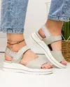 Sandale dama piele naturala gri cu inchidere scai si talpa alba F001-700 2
