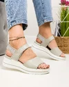 Sandale dama piele naturala gri cu inchidere scai si talpa alba F001-700 4