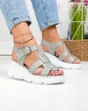 Sandale dama piele naturala gri cu model impletit si inchidere scai T6007 3