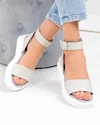 Sandale dama piele naturala gri cu talpa alba PV984 4