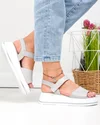 Sandale dama piele naturala gri cu talpa alba si inchidere scai T6032 3