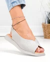 Sandale dama piele naturala gri cu talpa joasa si insertie elastica la bareta T6028 1