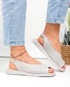 Sandale dama piele naturala gri cu talpa joasa si insertie elastica la bareta T6028 4
