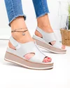 Sandale dama piele naturala gri cu talpa tip platforma si inchidere scai JY5225 1