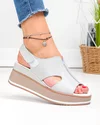 Sandale dama piele naturala gri cu talpa tip platforma si inchidere scai JY5225 4